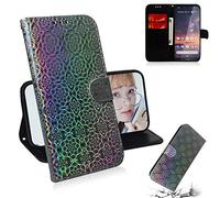 SATURCASE Coque pour Nokia 3.2, Unique Coloré PU Cuir Magnétique Flip Portefeuille Support Porte-Carte Protecteur Housse Étui avec Dragonne pour Nokia 3.2 (XC-Argenté)