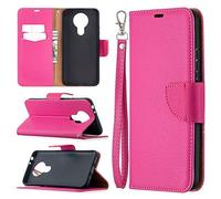 SATURCASE Coque pour Nokia 3.4, Litchi PU Cuir Magnétique Flip Portefeuille Support Porte-Carte Dragonne Protecteur Housse Étui pour Nokia 3.4 (LZ-Rose)