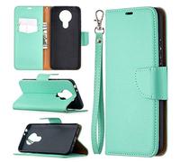 SATURCASE Coque pour Nokia 3.4, Litchi PU Cuir Magnétique Flip Portefeuille Support Porte-Carte Dragonne Protecteur Housse Étui pour Nokia 3.4 (LZ-Vert)