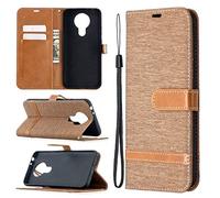 SATURCASE Coque pour Nokia 3.4, Premium Jeans PU Cuir Magnétique Flip Portefeuille Support Porte-Carte Dragonne Protecteur Housse Étui pour Nokia 3.4 (Je-Marron)