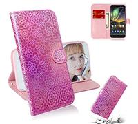 SATURCASE Coque pour Nokia 6.1, Unique Coloré PU Cuir Magnétique Flip Portefeuille Support Porte-Carte Protecteur Housse Étui avec Dragonne pour Nokia 6.1 (XC-Rose)