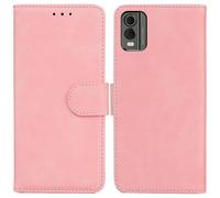 SATURCASE Coque pour Nokia C32, Toucher Confortable PU Cuir Magnétique Flip Portefeuille Support Porte-carte Protecteur Housse Étui pour Nokia C32 (FG-Pink)