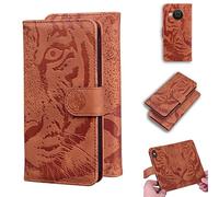 SATURCASE Coque pour Nokia X10 X20, Gaufrage Tigre PU Cuir Magnétique Flip Portefeuille Support Porte-Carte Protecteur Housse Étui pour Nokia X10 X20 (TI-Marron)