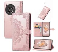 SATURCASE Coque pour OnePlus 12R / Ace 3, Mandala Gaufrage PU Cuir Magnétique Flip Portefeuille Support Porte-carte Protecteur Housse Étui avec Dragonne pour OnePlus 12R / Ace 3 (MA-Or rose)