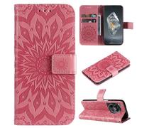 SATURCASE Coque pour OnePlus 12R / OnePlus Ace 3, Fleur du Soleil Gaufrage PU Cuir Magnétique Flip Portefeuille Support Porte-carte Protecteur Housse Étui avec Dragonne pour OnePlus 12R / OnePlus Ace 