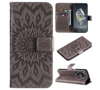 SATURCASE Coque pour OnePlus 12R / OnePlus Ace 3, Fleur du Soleil Gaufrage PU Cuir Magnétique Flip Portefeuille Support Porte-carte Protecteur Housse Étui avec Dragonne pour OnePlus 12R / OnePlus Ace 