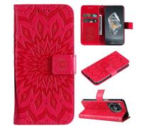 SATURCASE Coque pour OnePlus 12R / OnePlus Ace 3, Fleur du Soleil Gaufrage PU Cuir Magnétique Flip Portefeuille Support Porte-carte Protecteur Housse Étui avec Dragonne pour OnePlus 12R / OnePlus Ace 