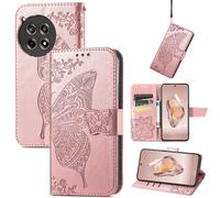 Saturcase Coque Pour Oneplus Ace 3 / Oneplus 12r, Papillon Fleurs Pu Cuir Magnétique Flip Portefeuille Support Porte-Carte Protecteur Housse Étui Avec Dragonne Pour Oneplus Ace 3 / Oneplus 12r (Hf-Or 