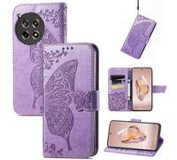 Saturcase Coque Pour Oneplus Ace 3 / Oneplus 12r, Papillon Fleurs Pu Cuir Magnétique Flip Portefeuille Support Porte-Carte Protecteur Housse Étui Avec Dragonne Pour Oneplus Ace 3 / Oneplus 12r (Hf-Lav