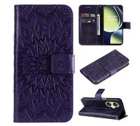 SATURCASE Coque pour OnePlus Nord CE 3 Lite, Fleur du Soleil Gaufrage PU Cuir Magnétique Flip Portefeuille Support Porte-carte Protecteur Housse Étui avec Dragonne pour OnePlus Nord CE 3 Lite (TY-Viol