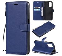 SATURCASE Coque pour OPPO A74 5G, Classique PU Cuir Magnétique Flip Portefeuille Support Porte-carte Protecteur Housse Étui avec Dragonne pour OPPO A54 5G / A74 5G / A93 5G (XD-Bleu)