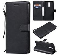 SATURCASE Coque pour Oppo F11 / A9, Classique PU Cuir Magnétique Flip Portefeuille Support Porte-Carte Protecteur Housse Étui avec Dragonne pour Oppo F11 / A9 (XD-Noir)