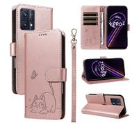 SATURCASE Coque pour Realme 9 Pro Plus / Realme 9 4G, Chat Mignon PU Cuir Magnétique Flip Portefeuille Support Porte-Carte Dragonne Protecteur Housse Étui pour Realme 9 Pro Plus / Realme 9 4G (ZC-Or r