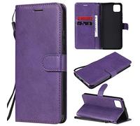 SATURCASE Coque pour Realme C11, Classique PU Cuir Magnétique Flip Portefeuille Support Porte-Carte Protecteur Housse Étui avec Dragonne pour Realme C11 (XD-Violet)