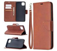 SATURCASE Coque pour Realme C11, Luxe PU Cuir Magnétique Flip Portefeuille Support Porte-Carte Dragonne Protecteur Housse Étui pour Realme C11 (YZ-Marron)