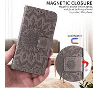 SATURCASE Coque pour Realme C30, Fleur du Soleil Gaufrage PU Cuir Magnétique Flip Portefeuille Support Porte-carte Protecteur Housse Étui avec Dragonne pour Realme C30 (TY-Gris)