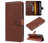 SATURCASE Coque pour Realme GT Neo 3T, Classique PU Cuir Magnétique Flip Portefeuille Support Porte-carte Protecteur Housse Étui avec Dragonne pour Realme GT Neo 3T (XD-Marron)