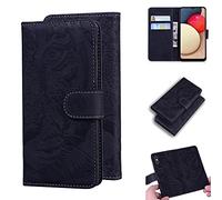SATURCASE Coque pour Samsung Galaxy A02S, Gaufrage Tigre PU Cuir Magnétique Flip Portefeuille Support Porte-Carte Protecteur Housse Étui pour Samsung Galaxy A02S (TI-Noir)