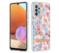 SATURCASE Coque pour Samsung Galaxy A32 4G, belle fleur ultra fine en silicone TPU souple bordure PC panneau de protection arrière pour Samsung Galaxy A32 4G (YV-1)