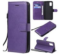 SATURCASE Coque pour Samsung Galaxy A41, Classique PU Cuir Magnétique Flip Portefeuille Support Porte-carte Protecteur Housse Étui avec Dragonne pour Samsung Galaxy A41 (XD-Violet)