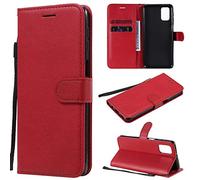 SATURCASE Coque pour Samsung Galaxy M31S, Classique PU Cuir Magnétique Flip Portefeuille Support Porte-Carte Protecteur Housse Étui avec Dragonne pour Samsung Galaxy M31S (XD-Rouge)