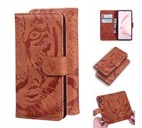 SATURCASE Coque pour Samsung Galaxy Note 10 Lite, Gaufrage Tigre PU Cuir Magnétique Flip Portefeuille Support Porte-Carte Protecteur Housse Étui pour Samsung Galaxy Note 10 Lite / A81 (TI-Marron)