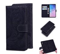 SATURCASE Coque pour Samsung Galaxy S10, Gaufrage Tigre PU Cuir Magnétique Flip Portefeuille Support Porte-Carte Protecteur Housse Étui pour Samsung Galaxy S10 (TI-Noir)