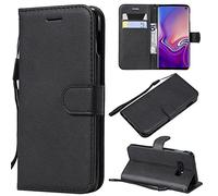 SATURCASE Coque pour Samsung Galaxy S10e, Classique PU Cuir Magnétique Flip Portefeuille Support Porte-carte Protecteur Housse Étui avec Dragonne pour Samsung Galaxy S10e (XD-Noir)
