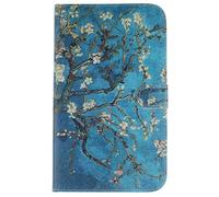 SATURCASE Coque pour Samsung Galaxy Tab 3 8.0 SM-T310, Beau PU Cuir Magnétique Flip Portefeuille Support Porte-Carte Protecteur Housse Étui pour Samsung Galaxy Tab 3 8.0 SM-T310 Plum Flower