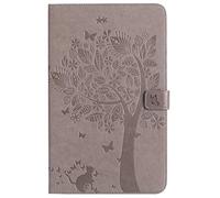 SATURCASE Coque pour Samsung Galaxy Tab A 10.1 (2016), Arbre à Chat PU Cuir Magnétique Flip Portefeuille Support Porte-Carte Housse Étui pour Samsung Galaxy Tab A 10.1 (2016) SM-T580 T585 (MS-Gris)