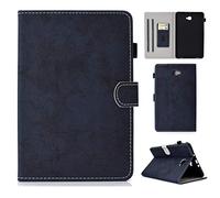 SATURCASE Coque pour Samsung Galaxy Tab A 10.1 (2016), Rétro PU Cuir Magnétique Flip Portefeuille Support Porte-Carte Housse Étui pour Samsung Galaxy Tab A 10.1 (2016) SM-T580 T585 (RE-Bleu Foncé)