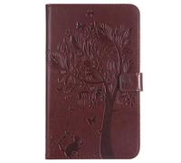 SATURCASE Coque pour Samsung Galaxy Tab A 8.0 (2017), Arbre à Chat PU Cuir Magnétique Flip Portefeuille Support Porte-Carte Housse Étui pour Samsung Galaxy Tab A 8.0 (2017) SM-T380 T385 (MS-Marron)