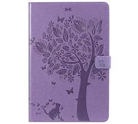 SATURCASE Coque pour Samsung Galaxy Tab S4 10.5, Arbre à Chat PU Cuir Magnétique Flip Portefeuille Support Porte-Carte Protecteur Housse Étui pour Samsung Galaxy Tab S4 10.5 SM-T830 T835 (MS-Violet)
