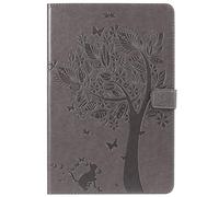 SATURCASE Coque pour Samsung Galaxy Tab S4 10.5, Arbre à Chat PU Cuir Magnétique Flip Portefeuille Support Porte-Carte Protecteur Housse Étui pour Samsung Galaxy Tab S4 10.5 SM-T830 T835 (MS-Gris)