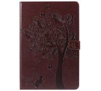 SATURCASE Coque pour Samsung Galaxy Tab S4 10.5, Arbre à Chat PU Cuir Magnétique Flip Portefeuille Support Porte-Carte Protecteur Housse Étui pour Samsung Galaxy Tab S4 10.5 SM-T830 T835 (MS-Marron)