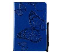 SATURCASE Coque pour Samsung Galaxy Tab S4 10.5, Papillon PU Cuir Magnétique Flip Portefeuille Support Porte-Carte Protecteur Housse Étui pour Samsung Galaxy Tab S4 10.5 SM-T830 T835 (BU-Bleu)