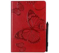 SATURCASE Coque pour Samsung Galaxy Tab S4 10.5, Papillon PU Cuir Magnétique Flip Portefeuille Support Porte-Carte Protecteur Housse Étui pour Samsung Galaxy Tab S4 10.5 SM-T830 T835 (BU-Rouge)