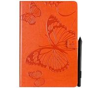 SATURCASE Coque pour Samsung Galaxy Tab S4 10.5, Papillon PU Cuir Magnétique Flip Portefeuille Support Porte-Carte Protecteur Housse Étui pour Samsung Galaxy Tab S4 10.5 SM-T830 T835 (BU-Orange)