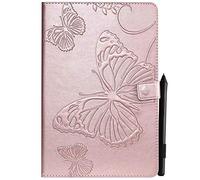 SATURCASE Coque pour Samsung Galaxy Tab S4 10.5, Papillon PU Cuir Magnétique Flip Portefeuille Support Porte-Carte Protecteur Housse Étui pour Samsung Galaxy Tab S4 10.5 SM-T830 T835 (BU-Or Rose)