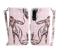 SATURCASE Coque pour Sony Xperia 5 III 2021, Beau 3D Motif PU Cuir Magnétique Flip Portefeuille Support Porte-carte Protecteur Housse Étui avec Dragonne pour Sony Xperia 5 III 2021 (TD-5)