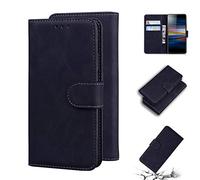 SATURCASE Coque pour Sony Xperia L3, Toucher Confortable PU Cuir Magnétique Flip Portefeuille Support Porte-Carte Protecteur Housse Étui pour Sony Xperia L3 (FG-Noir)