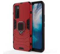 SATURCASE Coque pour Vivo V20 SE / Y70, Bague Béquille Hybride 2 en 1 [PC & Silicone] Double Couche Pare-Chocs Antichoc Protecteur Housse Étui pour Vivo V20 SE / Y70 (HZ-Rouge)