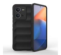 SATURCASE Coque pour Vivo V25 5G / V25E / X80 Lite, doux pour la peau, anti-chute, Airbag en silicone TPU souple (AB-Noir)