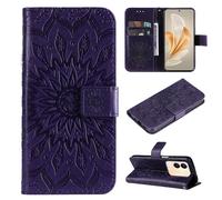 SATURCASE Coque pour Vivo V29e / Y200, Fleur du Soleil Gaufrage PU Cuir Magnétique Flip Portefeuille Support Porte-carte Protecteur Housse Étui avec Dragonne pour Vivo V29e / Y200 (TY-Violet)