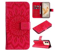 SATURCASE Coque pour Vivo V29e / Y200, Fleur du Soleil Gaufrage PU Cuir Magnétique Flip Portefeuille Support Porte-carte Protecteur Housse Étui avec Dragonne pour Vivo V29e / Y200 (TY-Rouge)