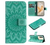 SATURCASE Coque pour Vivo V29e / Y200, Fleur du Soleil Gaufrage PU Cuir Magnétique Flip Portefeuille Support Porte-carte Protecteur Housse Étui avec Dragonne pour Vivo V29e / Y200 (TY-Vert)