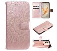 SATURCASE Coque pour Vivo V29e / Y200, Fleur du Soleil Gaufrage PU Cuir Magnétique Flip Portefeuille Support Porte-carte Protecteur Housse Étui avec Dragonne pour Vivo V29e / Y200 (TY-Or Rose)