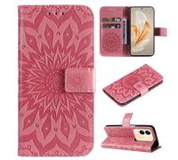 SATURCASE Coque pour Vivo V29e / Y200, Fleur du Soleil Gaufrage PU Cuir Magnétique Flip Portefeuille Support Porte-carte Protecteur Housse Étui avec Dragonne pour Vivo V29e / Y200 (TY-Pink)