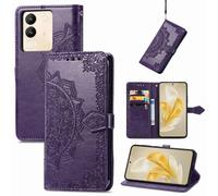 SATURCASE Coque pour Vivo V29e / Y200, Mandala Gaufrage PU Cuir Magnétique Flip Portefeuille Support Porte-carte Protecteur Housse Étui avec Dragonne pour Vivo V29e / Y200 (MA-Violet)