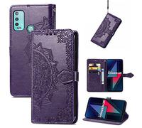 SATURCASE Coque pour Wiko Power U30, Mandala Gaufrage PU Cuir Magnétique Flip Portefeuille Support Porte-Carte Protecteur Housse Étui avec Dragonne pour Wiko Power U30 (MA-Violet)